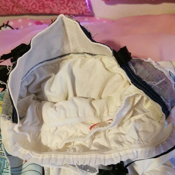 Size Women Extra Small Disney Denim Scarf Top Glamorous Jane Ariel Mermaid Gyaru - Picture 15 of 16